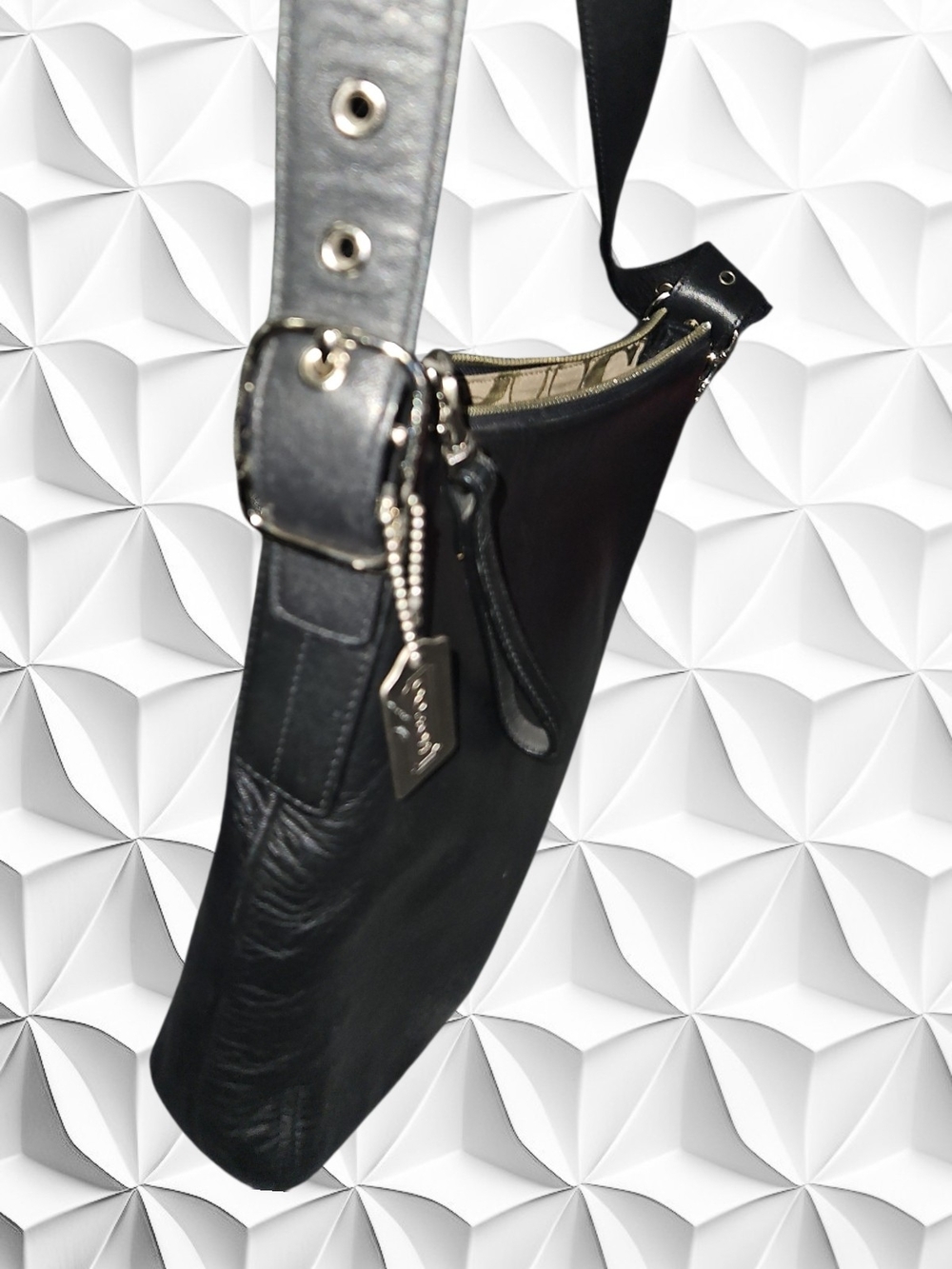 Coach Legacy Slim Duffle Bag Black Leather Hobo Crossbody Shoulder Purse 9326 - Picture 8 of 10